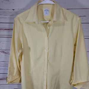 Fitted Non Iron Flip Cuff Yellow Check Blouse 10